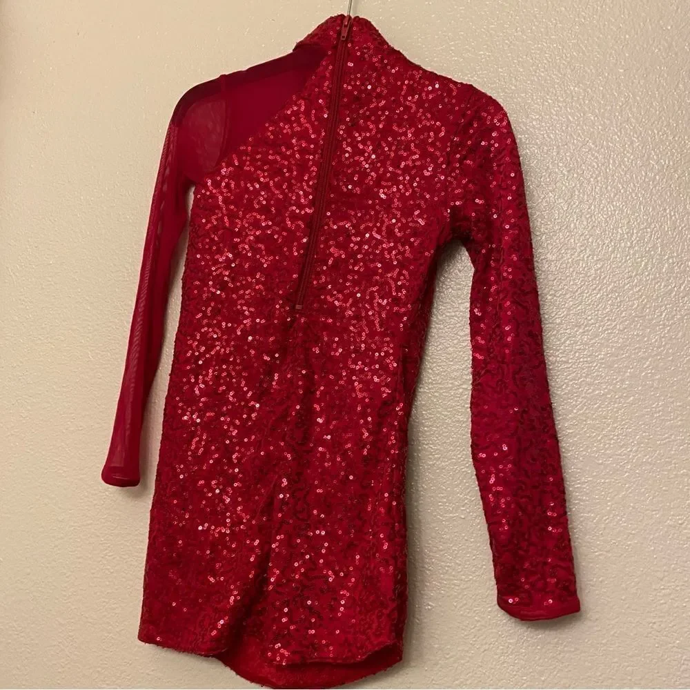 Weissman Dance dress red sequin costume Me Against The Music 12192 Child MC